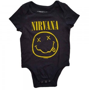 Nirvana Kids Baby Grow: Yellow Happy Face (Black) (6-9 Months)