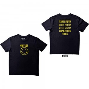 Nirvana Unisex T-Shirt: Flower Sniffin (Black) (Back Print) (Small)