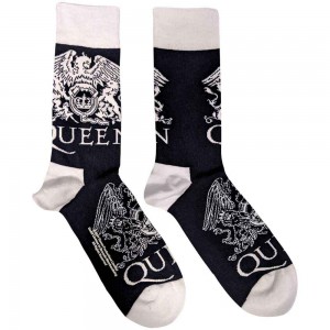Queen Unisex Ankle Socks: White Crests (Navy Blue) (UK Size 7 - 11)