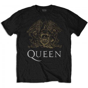 Queen Unisex T-Shirt: Crest (Black) (Large)