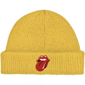 The Rolling Stones Unisex Beanie Hat: 72 Tongue (Mustard Yellow) (Roll Up)