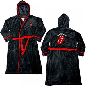 The Rolling Stones Unisex Bathrobe: Classic Tongue (Black) (Back Print) (Small - Medium)