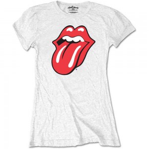 The Rolling Stones Ladies Retail Pack T-Shirt: Classic Tongue (White) (Large)
