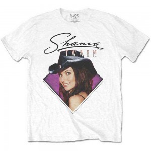 Shania Twain Unisex T-Shirt: Purple Photo (White) (Medium)