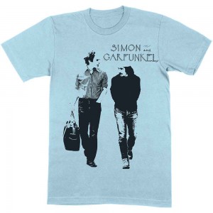 Simon & Garfunkel Unisex T-Shirt: Walking (Light Blue) (Medium)