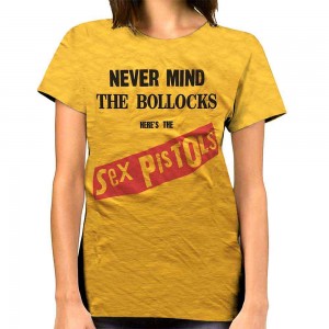 The Sex Pistols Ladies T-Shirt: Never Mind the Bollocks Original Album (Yellow) (Large)